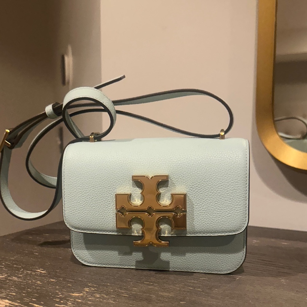 Tory Burch Sky Blue Crossbody Bag with Gold Accent